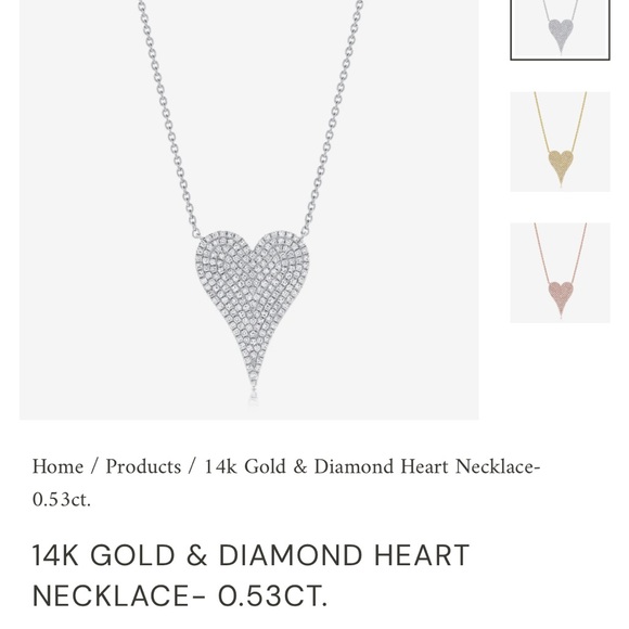 XL pave diamond heart 16-18 adjustable - Picture 7 of 7